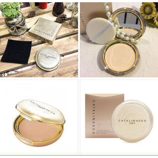 Phấn phủ trang điểm siêu mịn Geo Lamy Catalina Golden Pact vàng – Hàn quốc