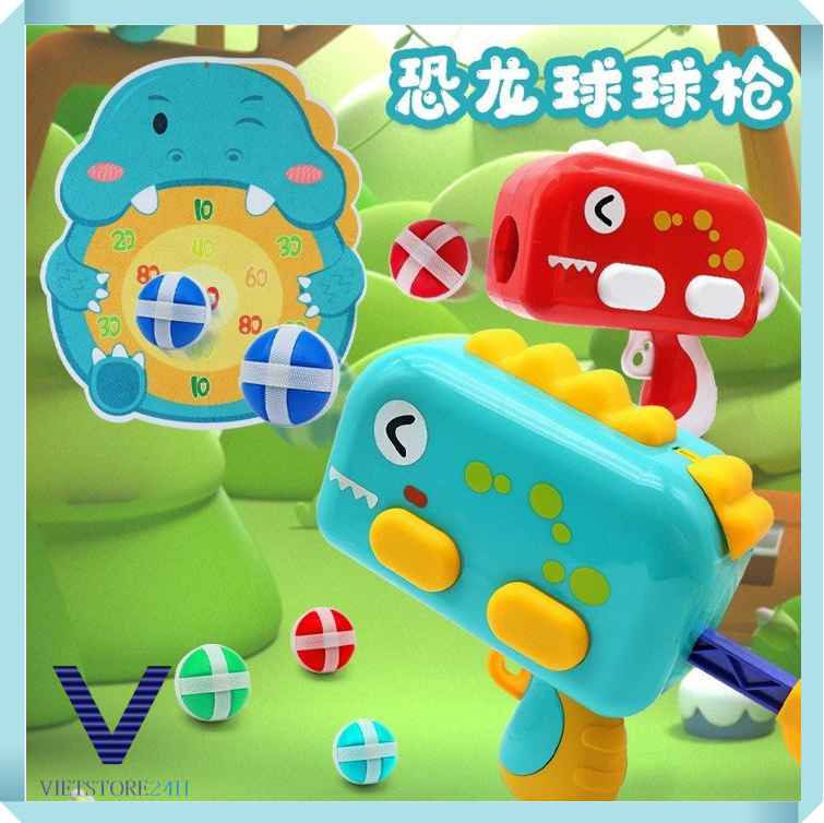 Đồ chơi bóng dính cho bé kèm bảng phi tiêu khủng long bắn bóng cho bé