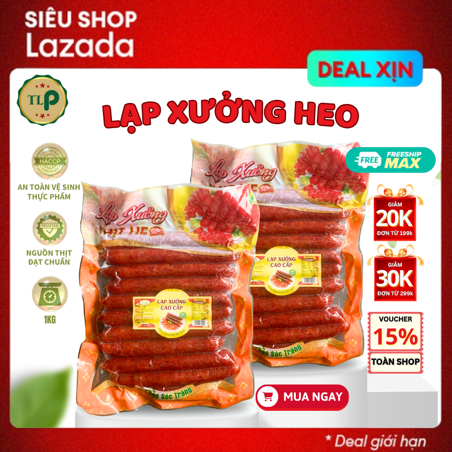 Lạp xưởng heo tân lộc phát combo 1kg - mỗi bịch 500g