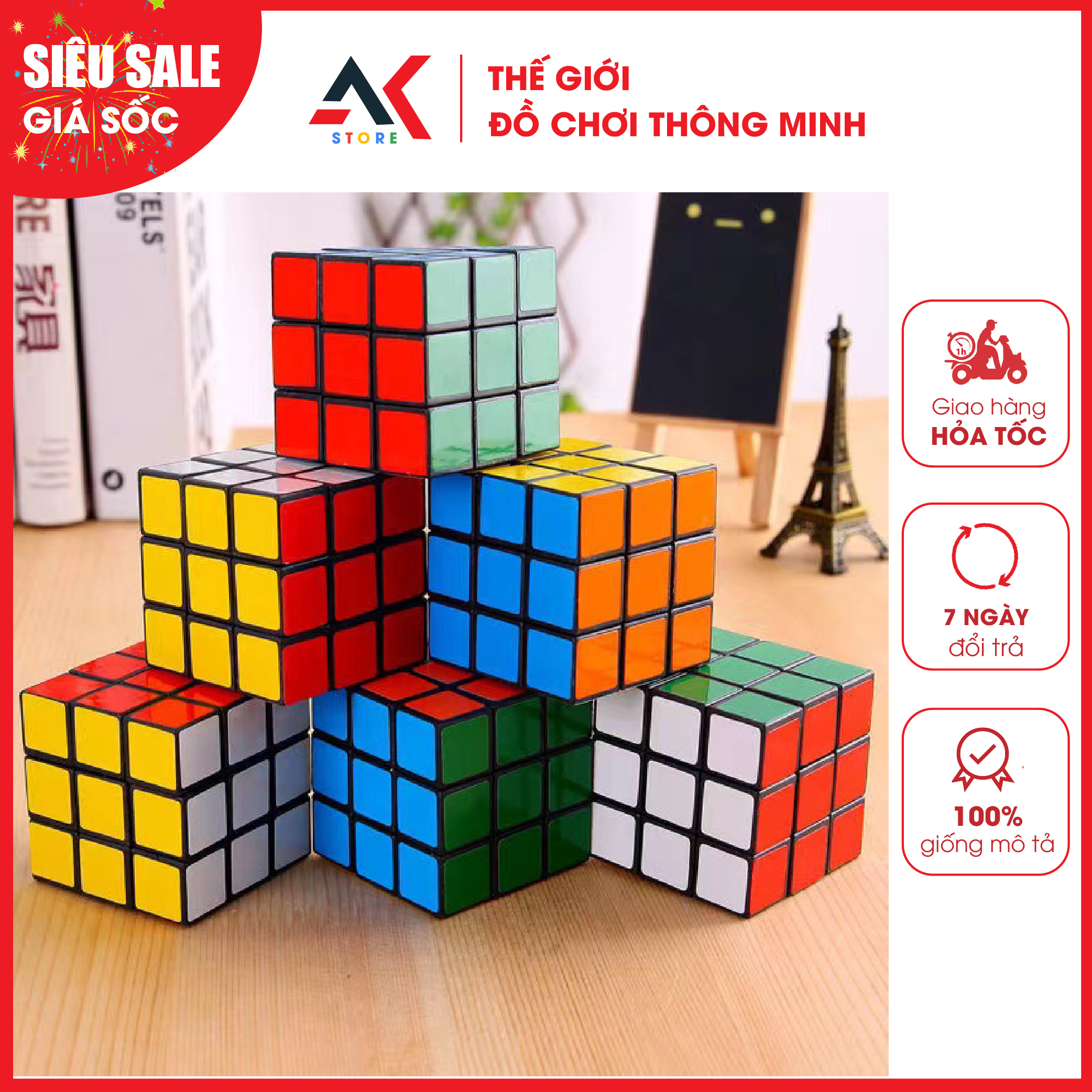 Đồ chơi rubik 3x3 xoay lắp ghép thông minh cho bé