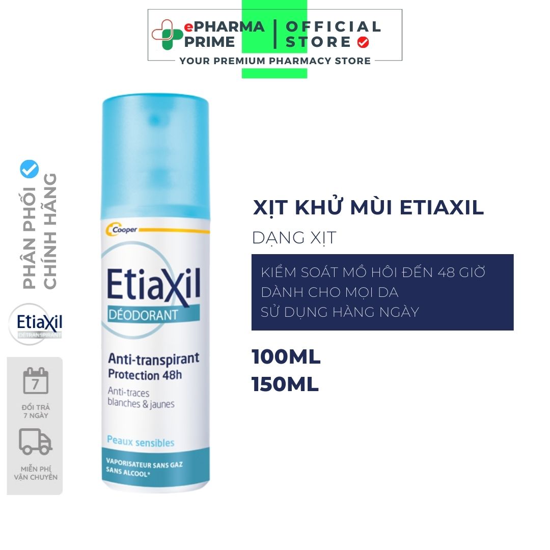 Xịt khử mùi etiaxil pháp hàng ngày dành cho nam nữ 48h 100ml, 150ml