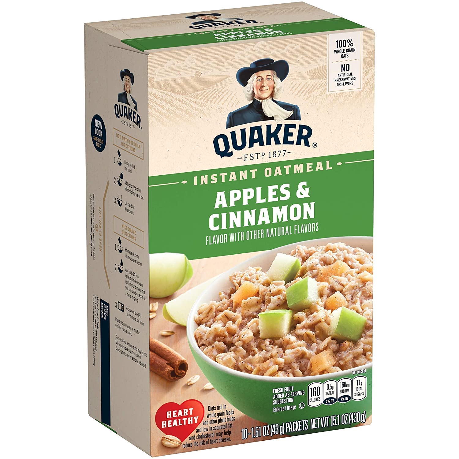 Yến Mạch Quaker Oats Apple & Cinnamon 20 Packets BỘT YẾN MẠCH ĂN LIỀN TÁO