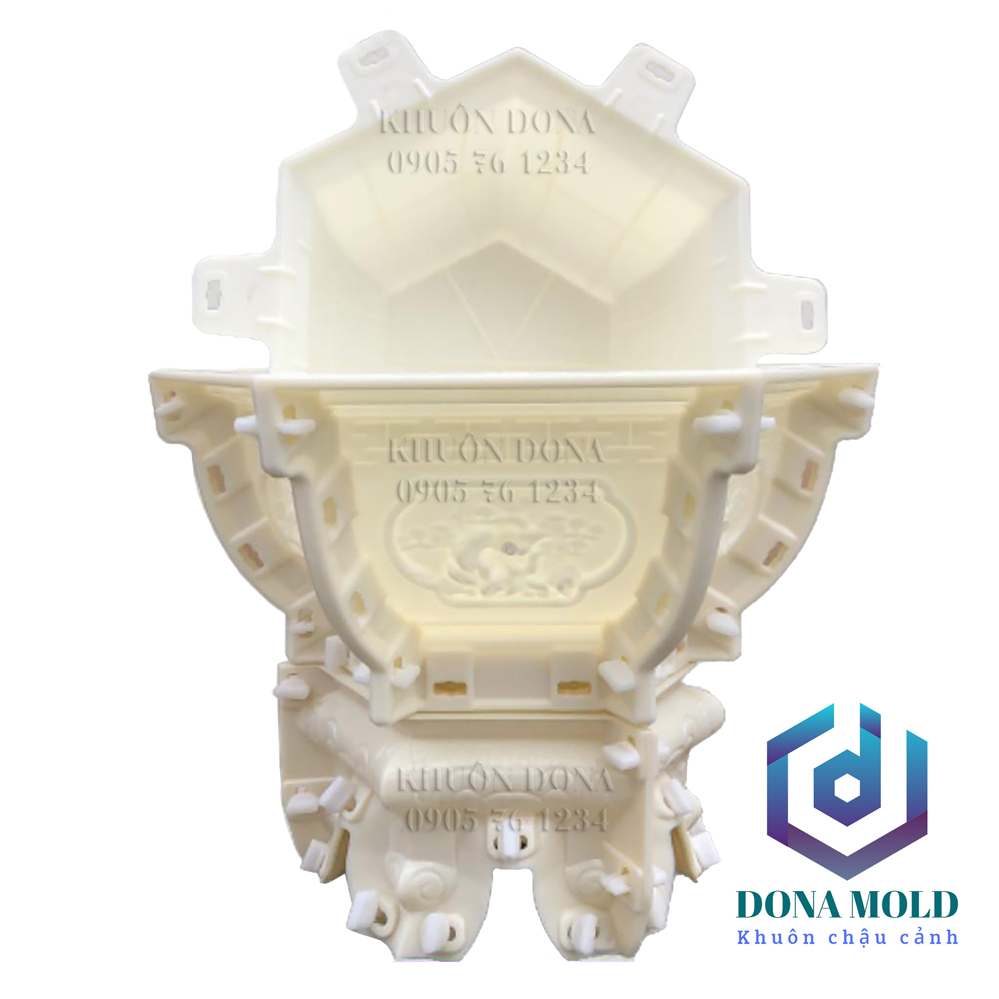 Khuôn Đúc Chậu Lục Giác 35 cm cao 16.3 cm + Chân đôn cao 12.5 cm Khuôn Đúc Chậu Cảnh Nhựa ABS cao cấp