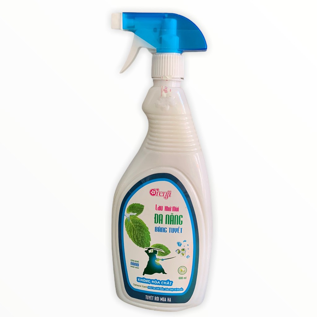 Lau khử khuẩn đa năng băng tuyết tinh dầu bạc hà 600ml orenji, an toàn không hóa chất.