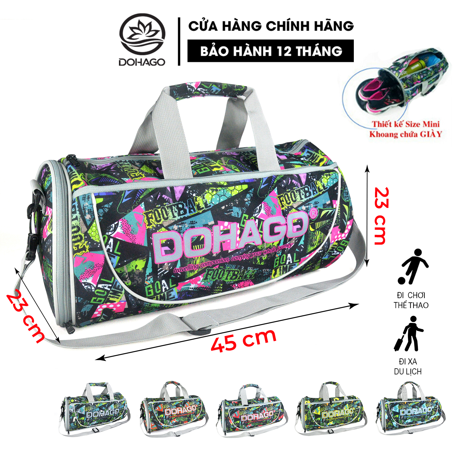 Túi Trống Thể Thao, Du Lịch DOHAGO Họa Tiết Thời Trang Năng Động, Cá Tính - TT05