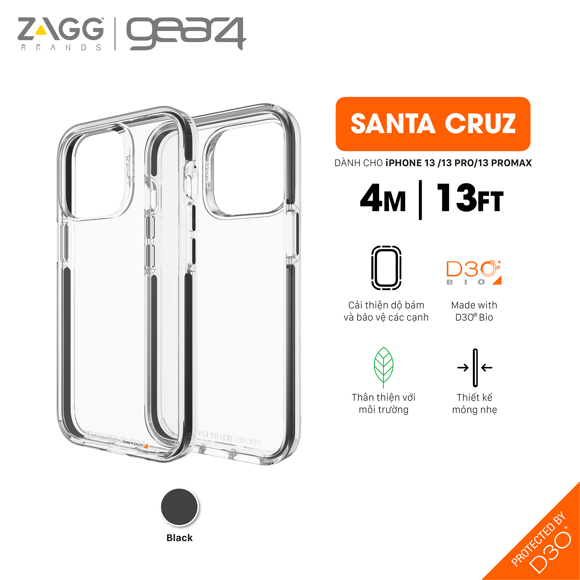 Ốp lưng chống sốc Gear4 D3O Santa Cruz 4m cho iPhone 13 series