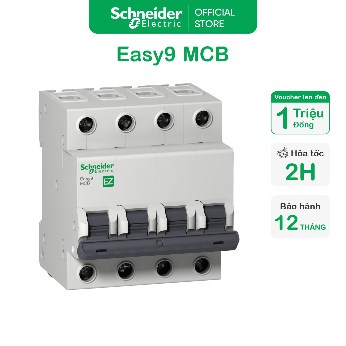 Cầu dao tự động - 4p - ip20 - 4500a - 400v - c curve - schneider electric - ez9f34440 ez9f34450 ez9f34463