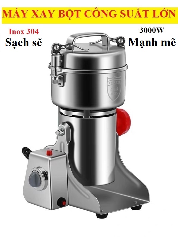 Máy xay bột khô đa năng công suất lớn 3000w siêu mịn -inox 304, động cơ mạnh mẽ