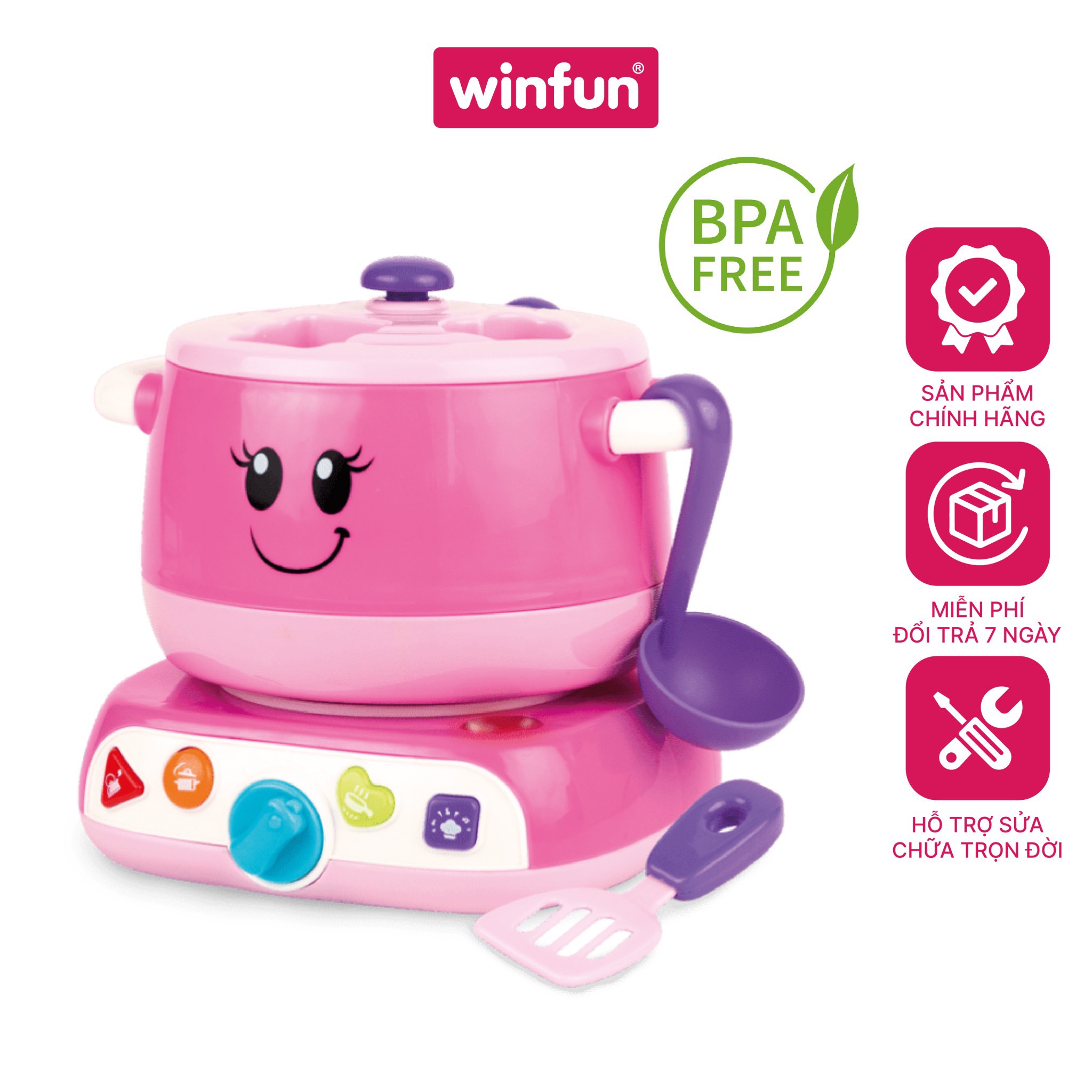Đồ chơi nấu ăn cho bé có đèn nhạc kết hợp đồ chơi thả hình khối Winfun WF000762G - Đồ chơi nhà bếp trẻ em