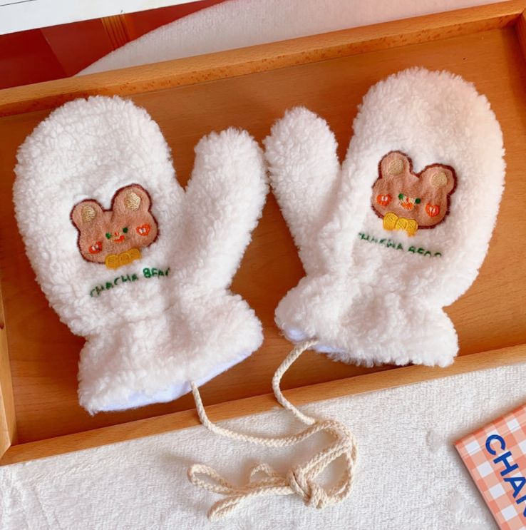 Bao tay nữ xinh xắn bằng nhung lông dày giữ ấm đi xe siêu tốt hình gấu thỏ dễ thương - 7