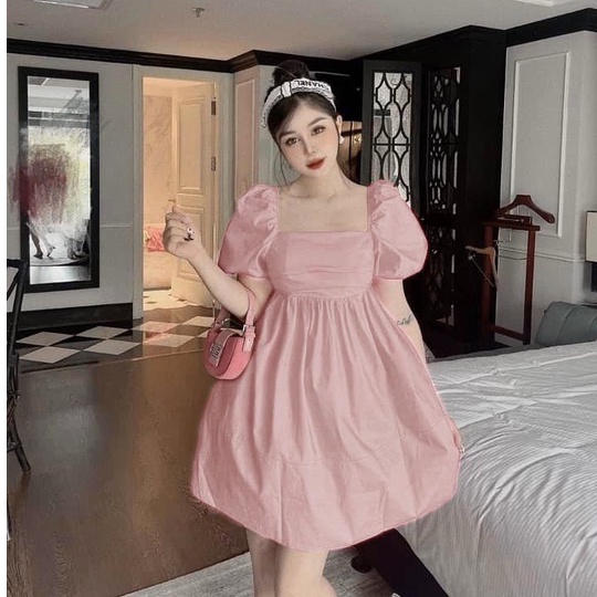 Mua Váy Trắng Tiểu Thư Cổ Vuông Tay Bồng Đầm Dáng xòe tại Xưởng Buôn Thúy  Vân