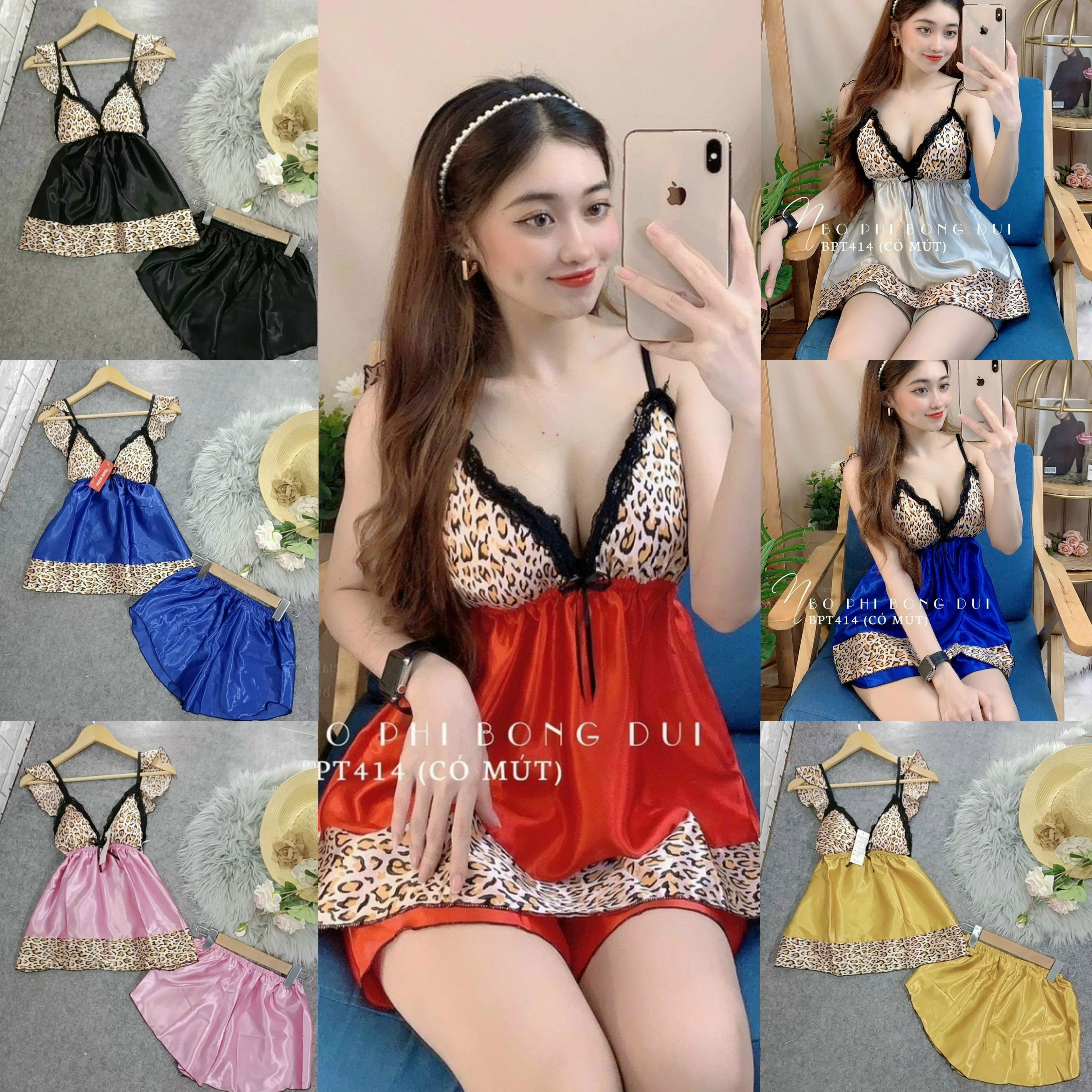 Set đồ ngủ sexy nữ - hai dây phi ren đẹp dưới 54kg cam kết giao đúng mẫu