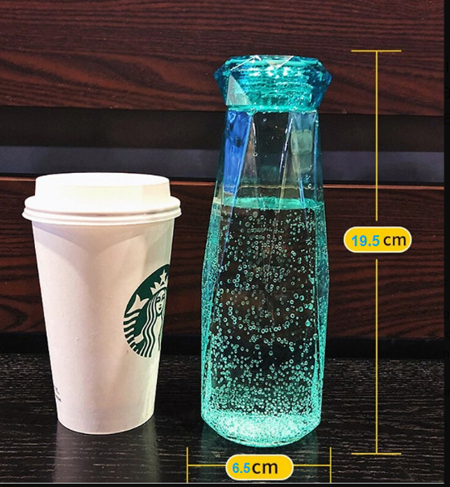 Combo 5 Bình nước Thủy Tinh Kim Cương Đựng Nước 500ml BT10- Chai nước kim cương -Lọ nước kim cương