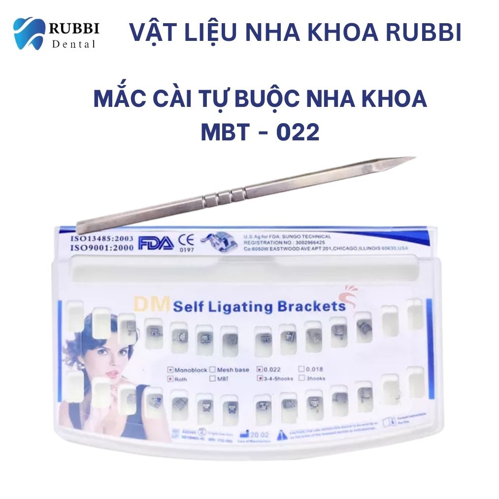 Mắc cài tự buộc nha khoa MBT 022, vật liệu chỉnh nha tự khóa + Cây tháo mắc cài
