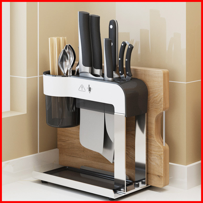 Kệ để dao đũa nhà bếp cao cấp - Kệ để dao đũa kèm ống đũa có khay hứng nước