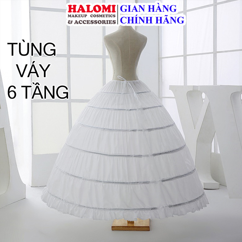 Tùng váy cưới cô dâu 6 tầng HALOMI cao cấp chuyên dùng cho váy cưới cỡ to thiết kế dẻo dễ dàng gấp gọn _ FREESHIP