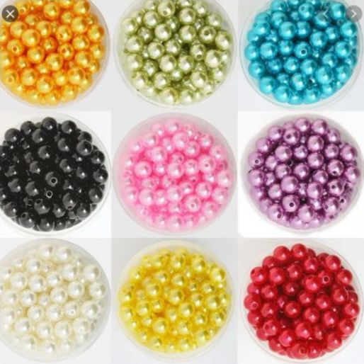 Gói 10g hạt chuỗi ngọc trai nhựa nhiều màu nhiều size làm thủ công, trang trí, kết áo, thủ công kết cườm