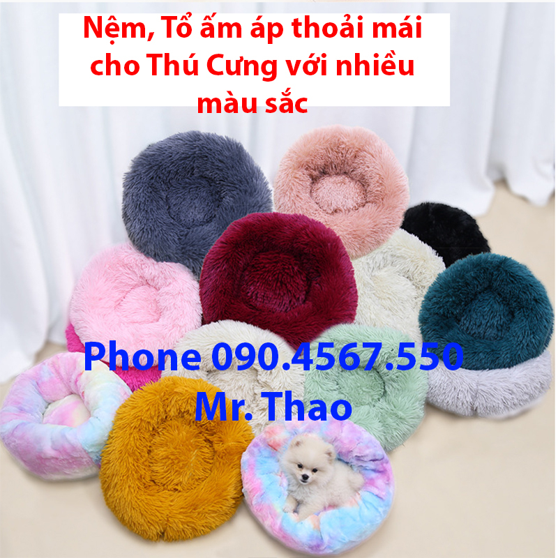 Nệm giữ ấm cho Chó Mèo, Nệm cho Chó Mèo, hình tròn giữ ấm, tổ ấm áp , đủ màu sắc, kích thước 60cm - 1m2