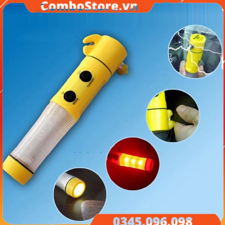 Đèn pin khẩn cấp 4 trong 1 - Búa cứu hộ 4 trong 1 - Búa thoát hiểm, đèn khẩn cấp, búa cứu hỏa, cắt dây an toàn