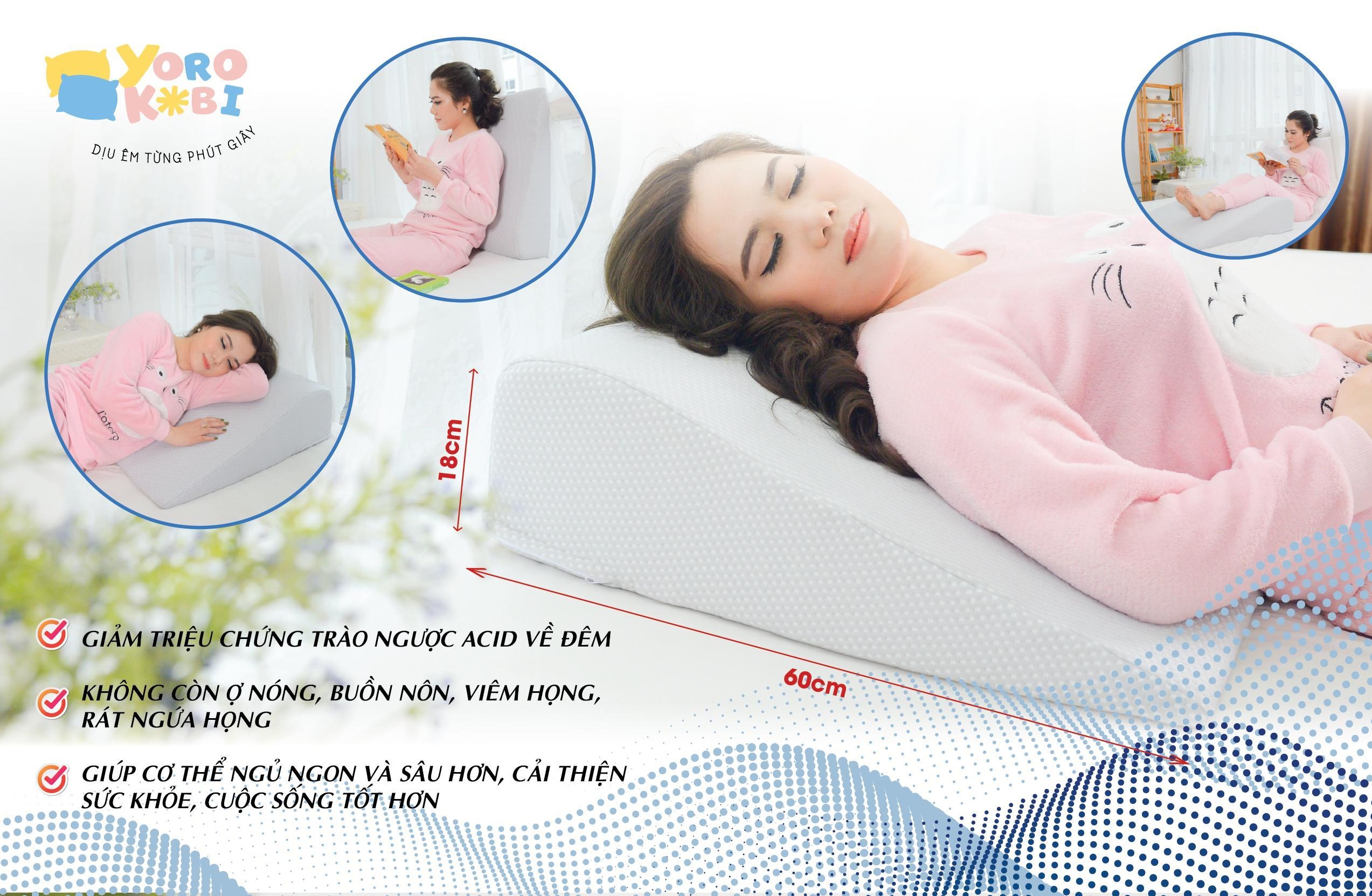 Gối chống trào ngược dạ dày Yorokobi- kích thước 69x60x18cm . gối yorokobi.