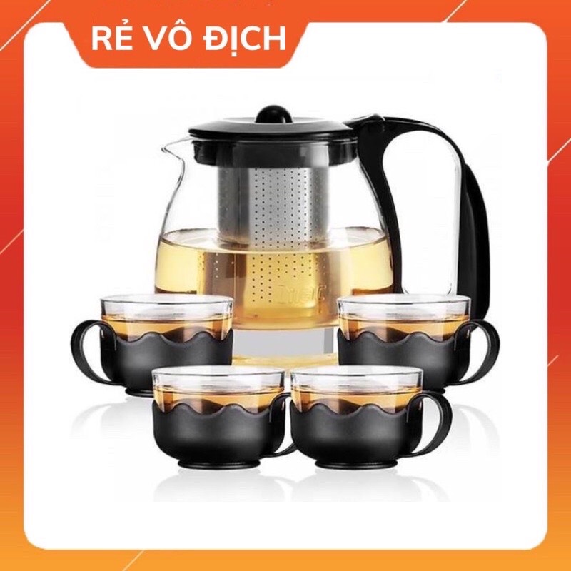 Bộ ấm chén pha trà thủy tinh có lõi lọc - siêu rẻ