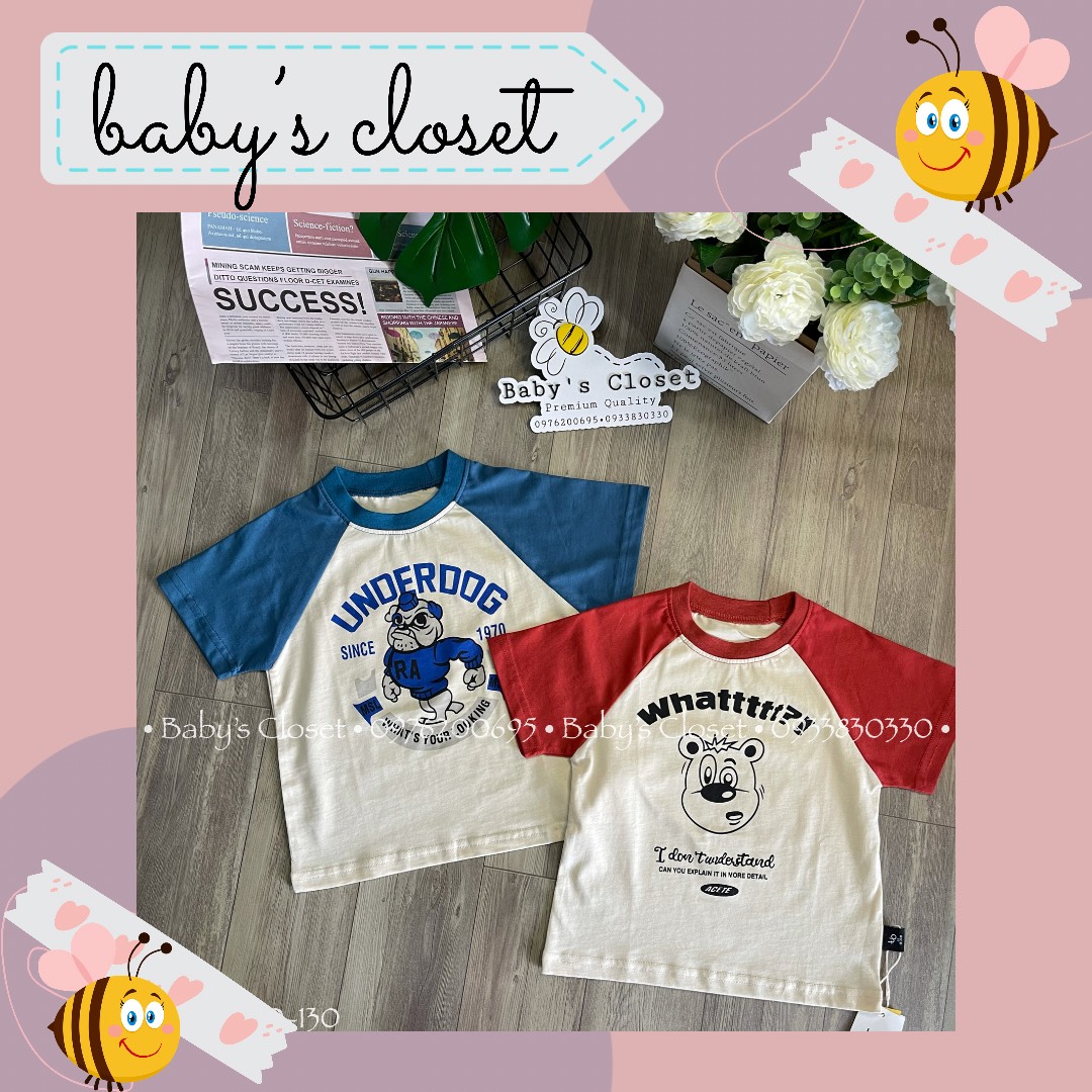 Áo thun cotton bé trai in hình dễ thương tay ngắn ráp-lăng, áo thun kiểu Hàn Quốc - Treebibi