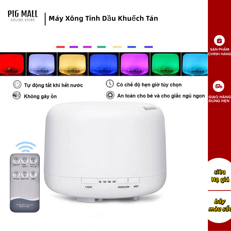 [Tặng Remote] Máy Xông Tinh Dầu Khuếch Tán Tinh Dầu Phun Sương Hình Trụ Trong Dung Tích 550ml Tặng Điều Khiển Có Chế Độ Hẹn Giờ 1h/3h/6h/on Đèn Led 7 Màu Phun Sương Tạo Âm Trong Phòng Điều Hòa, Máy xông tinh dầu phun sương,giữ ẩm nhỏ gọn Bảo Hành 6 Tháng