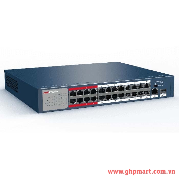 SWITCH MẠNG 24 CỔNG POE 100M, 1 CỔNG UPLINK