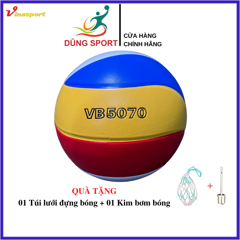Bóng Chuyền Thăng Long VB5070 chính hãng da PVC tiêu chuẩn thi đấu, tặng túi lưới đựng bóng và kim bơm bóng