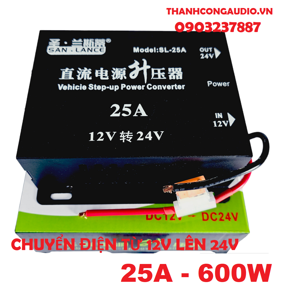 Bộ chuyển đổi điện 12v lên 24v: 25a 600w. model: sl-25a
