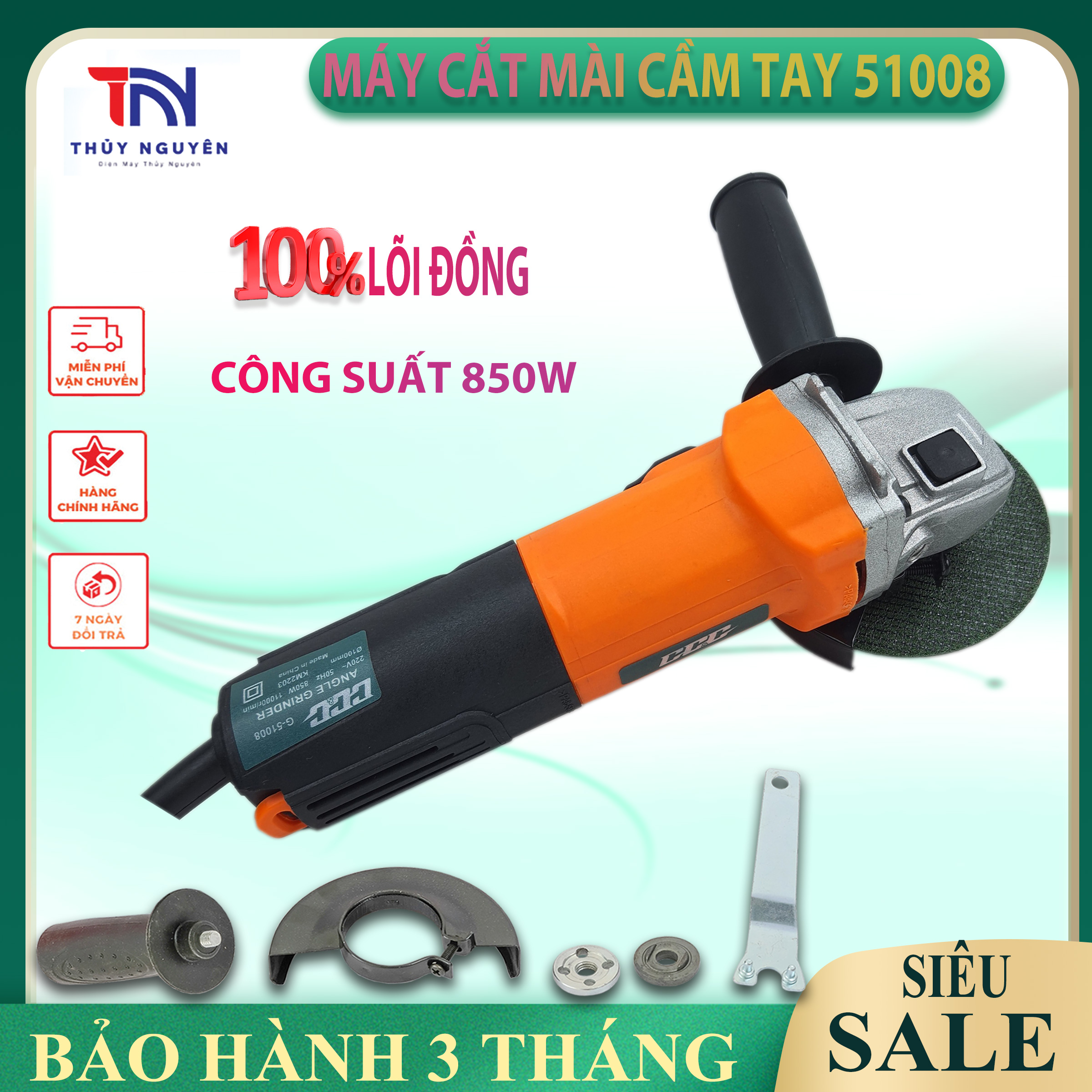 Máy cắt cầm tay GGG hàng chính hãng chất lượng cao - máy mài góc 51008 - cưa - mài - đánh bóng - chà nhám trên mọi bề mặt - lõi đồng 100% siêu bền, giá rẻ