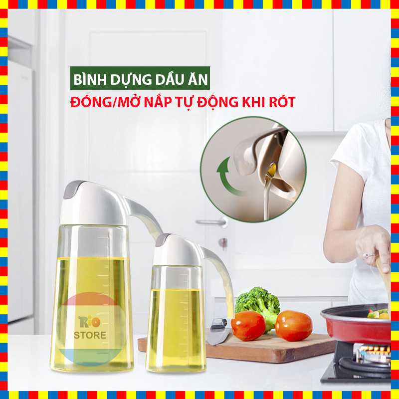 Bình đựng dầu ăn, nước mắmn, nước tương, tự động mở nắp khi rót