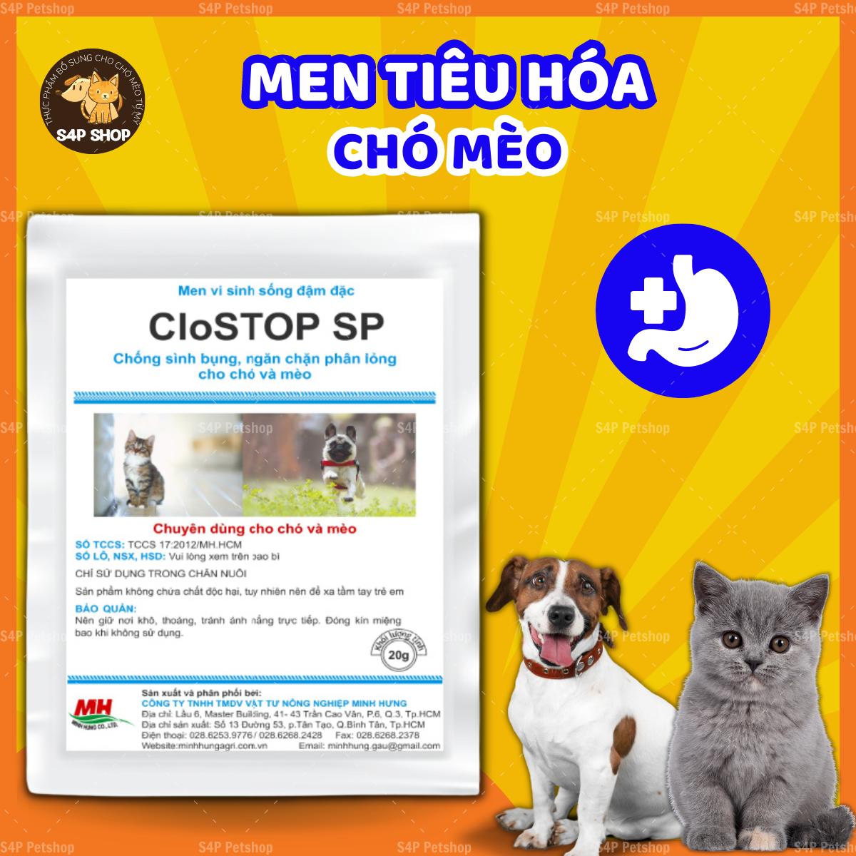 Men tiêu hóa Clostop SP cho chó mèo - 20g 1 gói