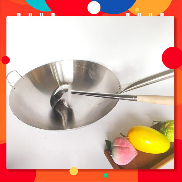 Chảo Thép Chống dính tay Cầm Inox Loại Màu Trắng Size 40cm ( dùng cho nhà hàng )