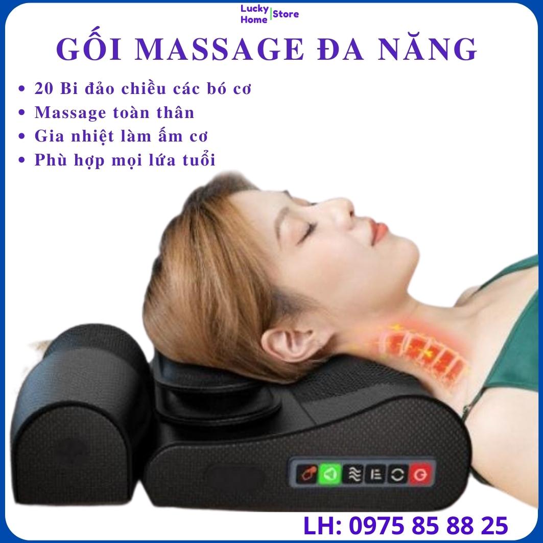 Gối Massage đa năng cao cấp, Gối massage hồng ngoại 20 bi chính hãng