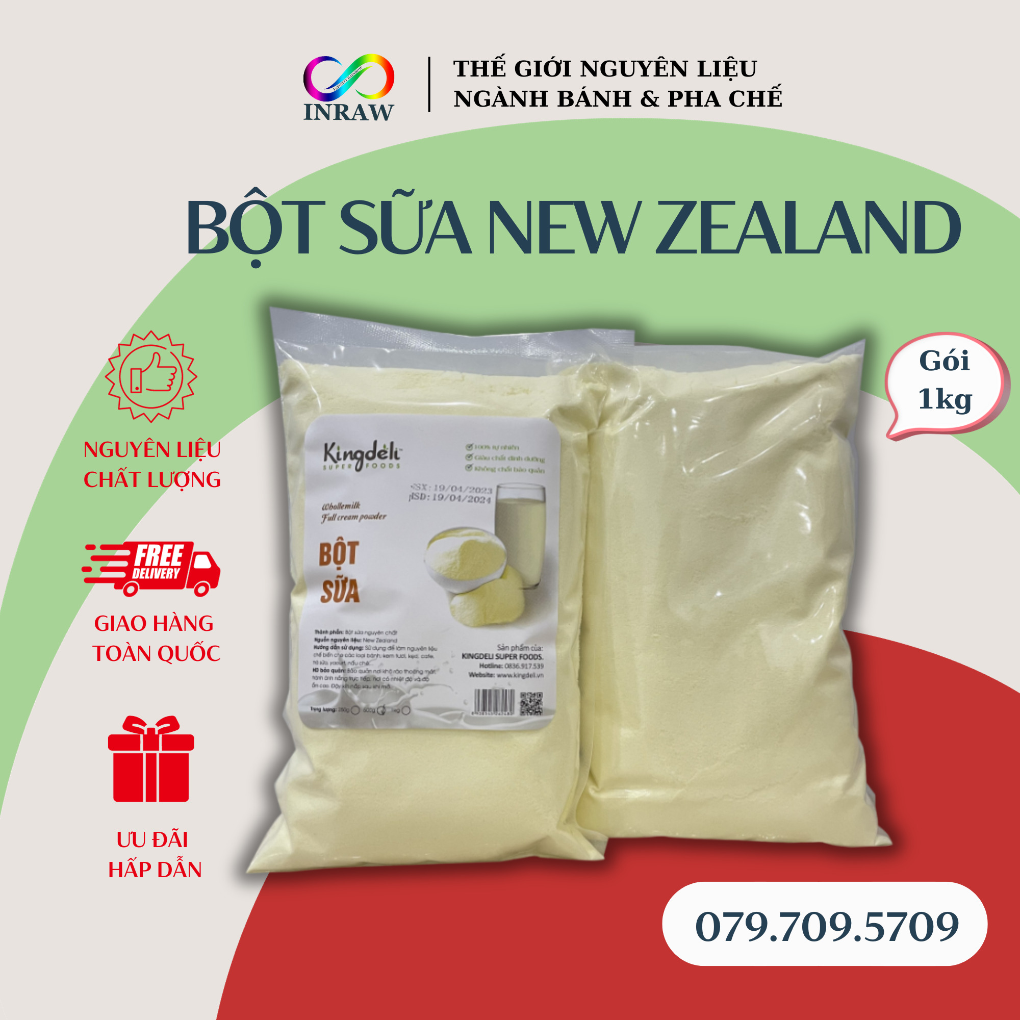 Bột sữa béo nguyên kem túi 1kg