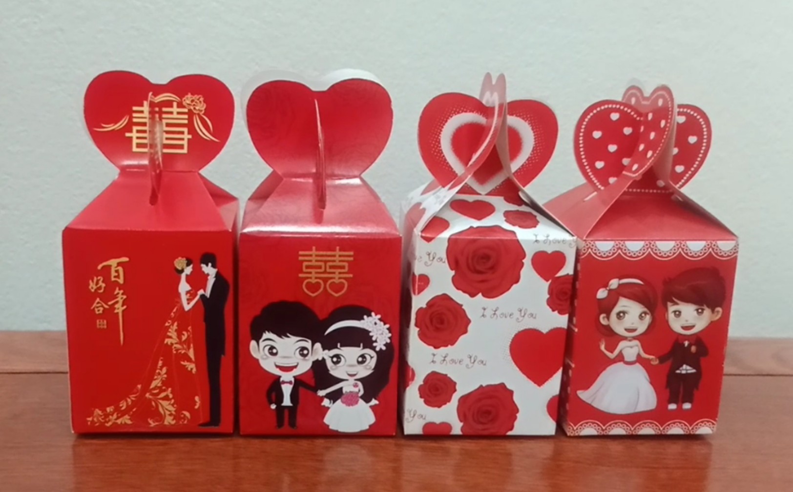 100 vỏ hộp quà cưới vuông tim siêu xinh