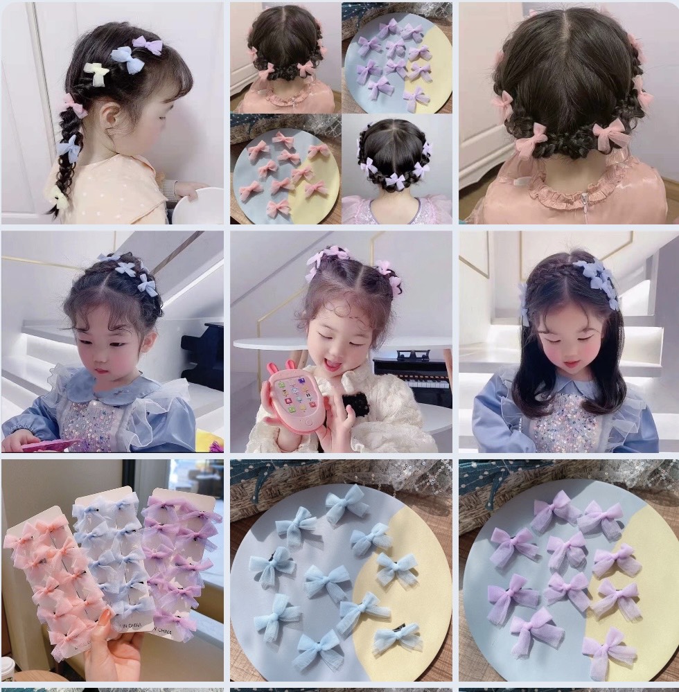 Set 10 kẹp tóc nơ công chúa dễ thương cho bé