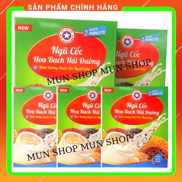 Combo 5 Hộp Ngũ cốc tăng cân Hoa Bạch Hải Đường - tăng cân, ăn ngon, tăng sức đề kháng, 100% thiên nhiên