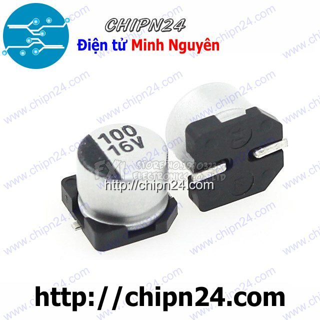 [10 con] (KG2) Tụ nhôm 100uF 16V 6.3x5.4mm [SMD Dán]