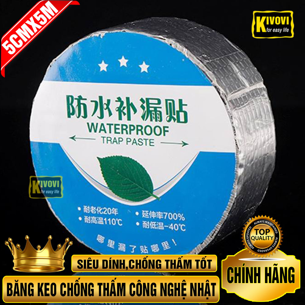 [XANH] Băng Keo Chống Thấm Siêu Dính Công Nghệ Nhật Bản (5CMx5M) - Keo Chống Thấm Nước Dùng Cho Tường, Bể Nước,Mái Tôn,Xô Chậu - Keo Dán Đa Năng Chịu Nhiệt - Kivovi