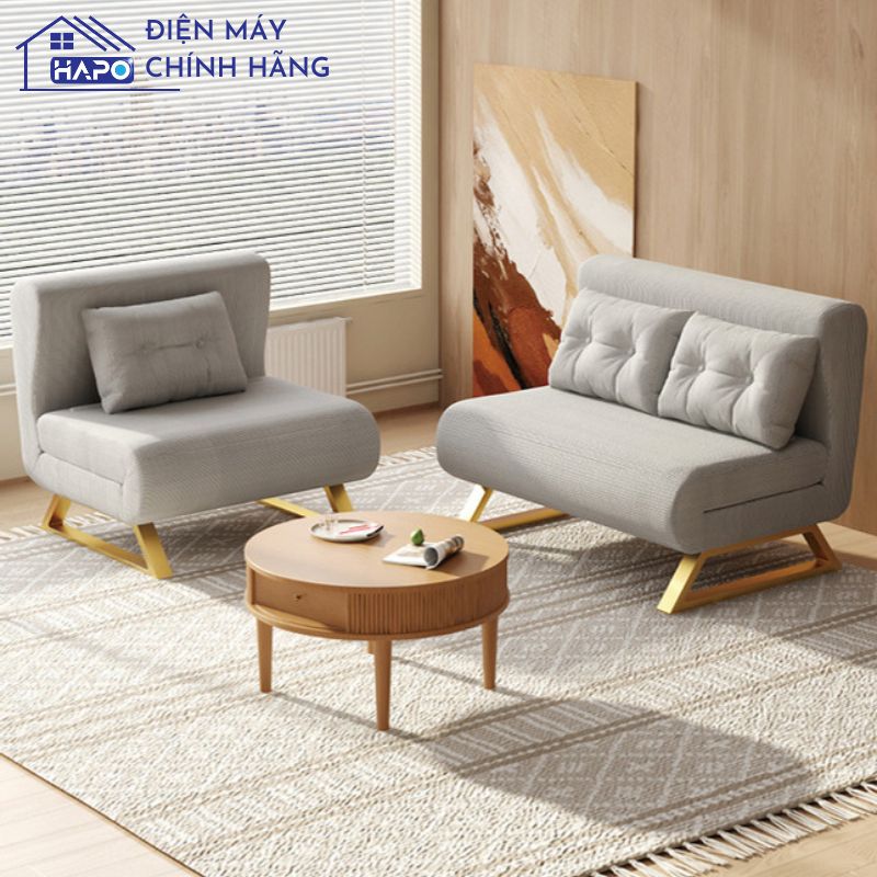 Ghế Sofa Giường Đa Năng 2 Trong 1 Mẫu Mới Chân ghế kim loại mạ vàng chắc chắn chắn, Sofa Giường Thông Minh Vải Nhung Cao Cấp, Khung Ghế Chắc Chắn