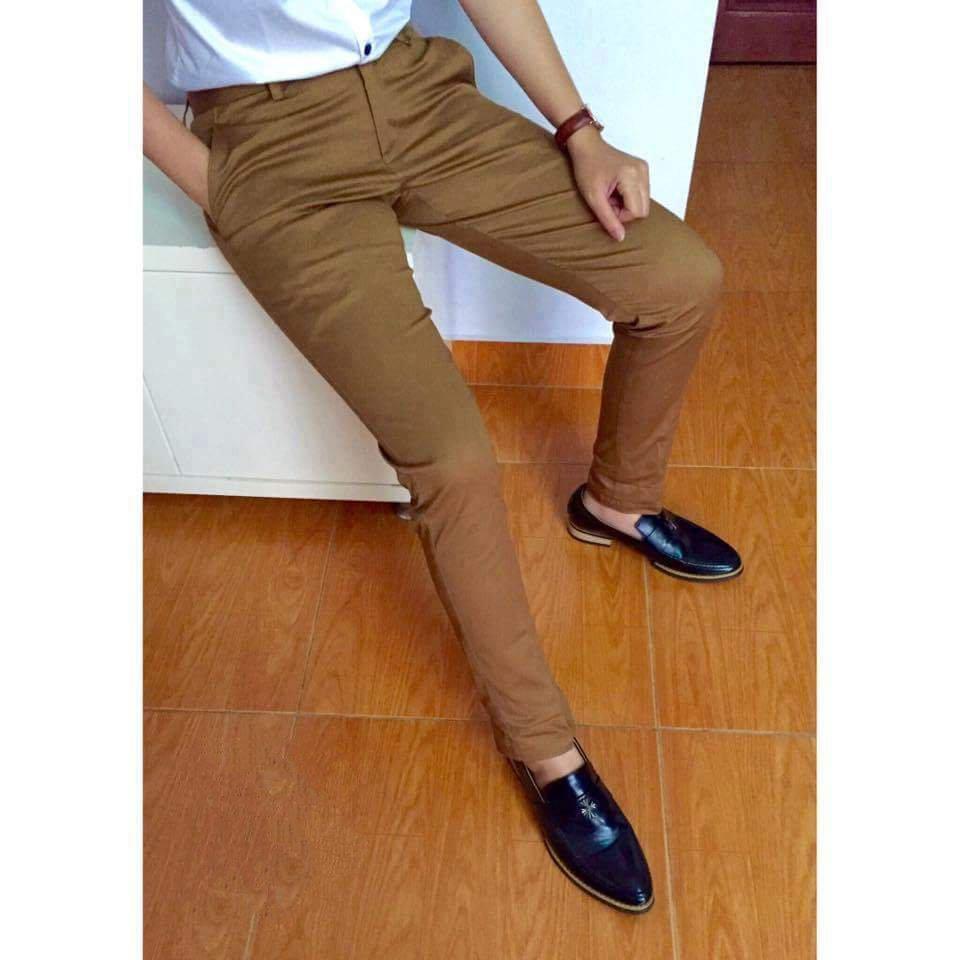 Quần âu nam vải tuyết hàn nhập Thái, Quần Tây nam giá rẻ (nâu bò)