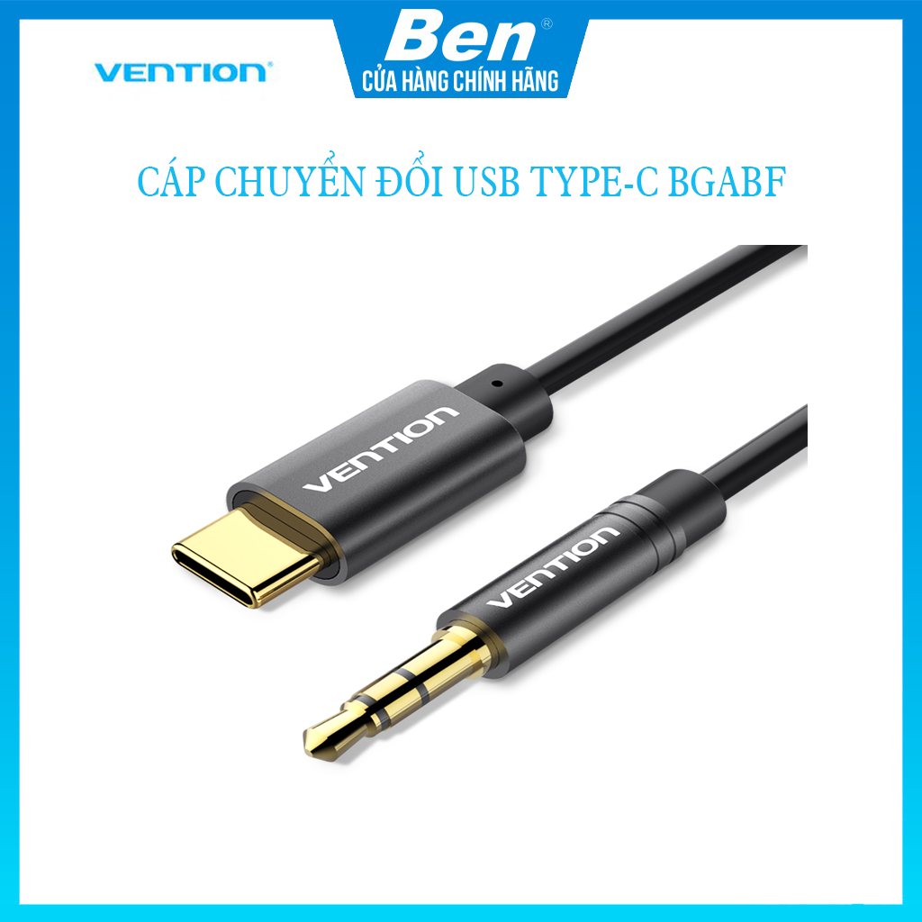Cáp chuyển đổi usb type-c to audio 3.5mm vention dài 1m- chính hãng vention bgabf - ben computer store