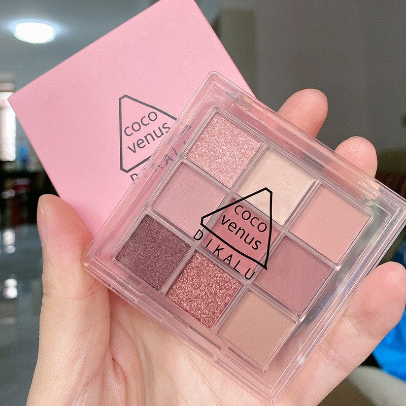 Bảng mắt nhũ DIKALU nội địa Trung bảng phấn mắt 9 ô trang điểm mắt nhũ lấp lánh bền màu lâu trôi - Natural Beauty 4U