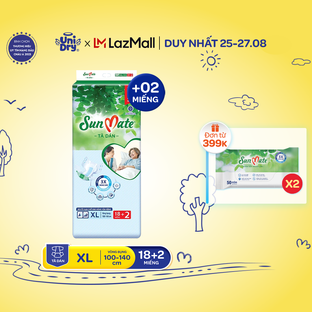 Tã dán người già sunmate m10/l10/xl10/m18/l18