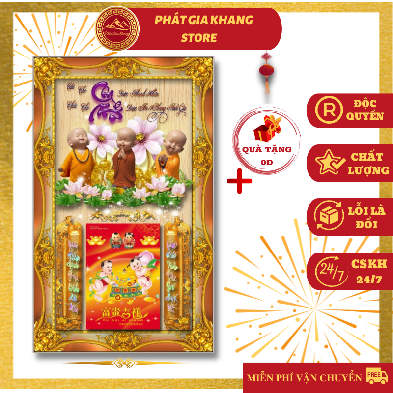 Lịch gỗ treo tường tráng gương 2024, tranh trang trí cm06, quà tặng tết chất lượng