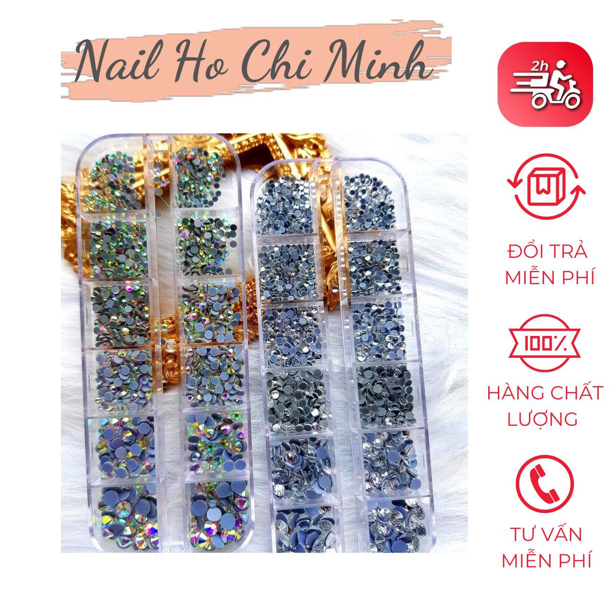 Đá chân keo khay 1440 viên mix size