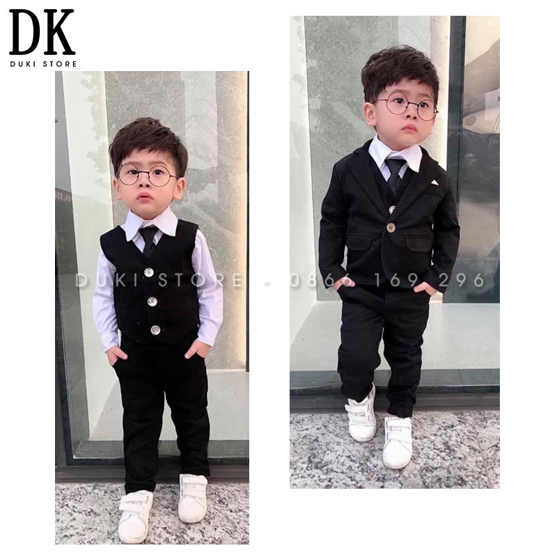 Bộ vest cho bé trai màu đen