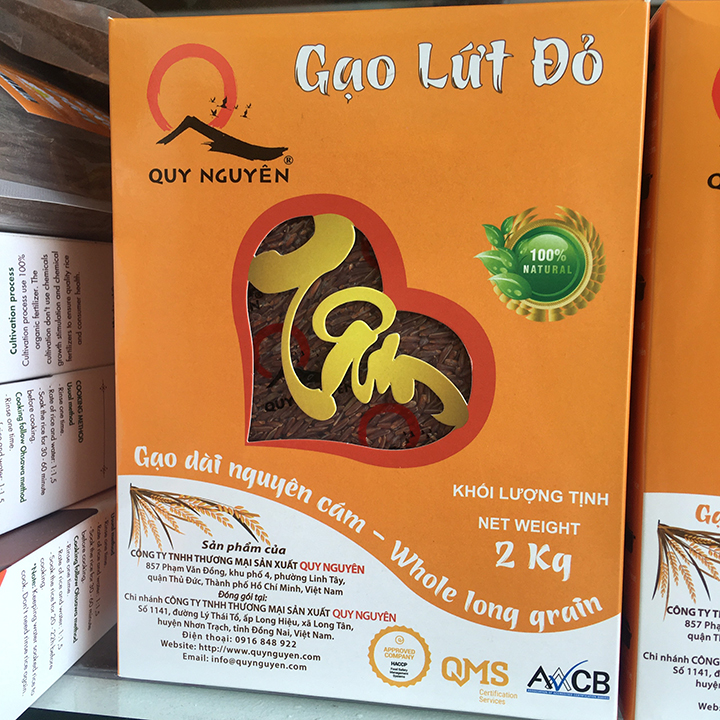 Gạo Lứt Đỏ Quy Nguyên hộp 2kg-Hút chân không